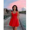 imageKaximil Womens Sexy Square Neck Sleeveless Mini Dress Ruched Ruffle Hem Corset Party DressesRed