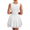imageKaximil Womens Sexy Square Neck Sleeveless Mini Dress Ruched Ruffle Hem Corset Party DressesWhite
