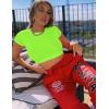 imageKaximil Womens Short Sleeve Crop Tops Cute Casual Basic Crew Neck Tight T ShirtsLight Green