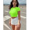 imageKaximil Womens Short Sleeve Crop Tops Cute Casual Basic Crew Neck Tight T ShirtsLight Green