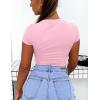 imageKaximil Womens Short Sleeve Crop Tops Cute Casual Basic Crew Neck Tight T ShirtsPink