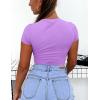 imageKaximil Womens Short Sleeve Crop Tops Cute Casual Basic Crew Neck Tight T ShirtsPurple
