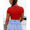 imageKaximil Womens Short Sleeve Crop Tops Cute Casual Basic Crew Neck Tight T ShirtsRed