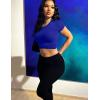 imageKaximil Womens Short Sleeve Crop Tops Cute Casual Basic Crew Neck Tight T ShirtsRoyal Blue