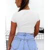 imageKaximil Womens Short Sleeve Crop Tops Cute Casual Basic Crew Neck Tight T ShirtsWhite