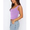 imageKaximil Womens Sleeveless Crop Tank Top Double Lined Sweetheart Neck Y2K Going Out TopsPurple