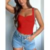 imageKaximil Womens Sleeveless Crop Tank Top Double Lined Sweetheart Neck Y2K Going Out TopsRed