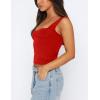 imageKaximil Womens Sleeveless Crop Tank Top Double Lined Sweetheart Neck Y2K Going Out TopsRed