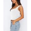 imageKaximil Womens Sleeveless Crop Tank Top Double Lined Sweetheart Neck Y2K Going Out TopsWhite