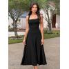 imageKaximil Womens Square Neck Corset A Line Maxi Dress Ruffle Ruched Waist Flowy Long DressesBlack