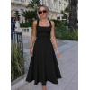 imageKaximil Womens Square Neck Corset A Line Maxi Dress Ruffle Ruched Waist Flowy Long DressesBlack