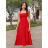 imageKaximil Womens Square Neck Corset A Line Maxi Dress Ruffle Ruched Waist Flowy Long DressesRed