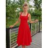 imageKaximil Womens Square Neck Corset A Line Maxi Dress Ruffle Ruched Waist Flowy Long DressesRed