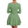 imageKaximil Womens Square Neck Ruffle Hem Mini Dress Ruched Waist Long Sleeve Corset Short Party DressesPea Green