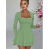 imageKaximil Womens Square Neck Ruffle Hem Mini Dress Ruched Waist Long Sleeve Corset Short Party DressesPea Green