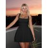 imageKaximil Womens Square Neck Ruffle Hem Mini Dress Ruched Waist Short Party DressesBlack