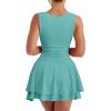 imageKaximil Womens Square Neck Ruffle Hem Mini Dress Ruched Waist Short Party DressesBlue