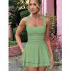 imageKaximil Womens Square Neck Ruffle Hem Mini Dress Ruched Waist Short Party DressesPea Green