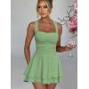 imageKaximil Womens Square Neck Ruffle Hem Mini Dress Ruched Waist Short Party DressesPea Green