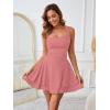 imageKaximil Womens Square Neck Ruffle Hem Mini Dress Ruched Waist Short Party DressesWater Pink