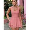 imageKaximil Womens Square Neck Ruffle Hem Mini Dress Ruched Waist Short Party DressesWater Pink