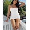 imageKaximil Womens Summer Sexy Bodycon Ruched Spaghetti Strap Backless Party Club Mini DressWhite
