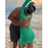 imageKaximil Womens Swimsuit Coverup Long Sleeve Sexy Beach Bathing Suit Cover Ups Mini Dress SwimwearGreen