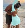 imageKaximil Womens Swimsuit Coverup Long Sleeve Sexy Beach Bathing Suit Cover Ups Mini Dress SwimwearLight Blue