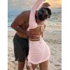 imageKaximil Womens Swimsuit Coverup Long Sleeve Sexy Beach Bathing Suit Cover Ups Mini Dress SwimwearPink