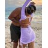 imageKaximil Womens Swimsuit Coverup Long Sleeve Sexy Beach Bathing Suit Cover Ups Mini Dress SwimwearPurple