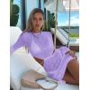 imageKaximil Womens Swimsuit Coverup Long Sleeve Sexy Beach Bathing Suit Cover Ups Mini Dress SwimwearPurple