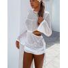 imageKaximil Womens Swimsuit Coverup Long Sleeve Sexy Beach Bathing Suit Cover Ups Mini Dress SwimwearWhite