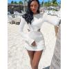 imageKaximil Womens Swimsuit Coverup Long Sleeve Sexy Beach Bathing Suit Cover Ups Mini Dress SwimwearWhite