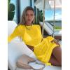 imageKaximil Womens Swimsuit Coverup Long Sleeve Sexy Beach Bathing Suit Cover Ups Mini Dress SwimwearYellow
