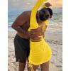 imageKaximil Womens Swimsuit Coverup Long Sleeve Sexy Beach Bathing Suit Cover Ups Mini Dress SwimwearYellow