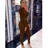 imageKaximil Womens Workout Tracksuit 2 Piece Outfits Long Sleeve Crop Top High Waist Legging Pants SetCoffee