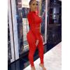 imageKaximil Womens Workout Tracksuit 2 Piece Outfits Long Sleeve Crop Top High Waist Legging Pants SetRed