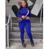 imageKaximil Womens Workout Tracksuit 2 Piece Outfits Long Sleeve Crop Top High Waist Legging Pants SetRoyal Blue