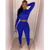 imageKaximil Womens Workout Tracksuit 2 Piece Outfits Long Sleeve Crop Top High Waist Legging Pants SetRoyal Blue