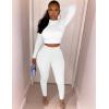 imageKaximil Womens Workout Tracksuit 2 Piece Outfits Long Sleeve Crop Top High Waist Legging Pants SetWhite