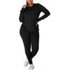 imageKaximil Womens Workout Tracksuit 2 Piece Outfits Long Sleeve Top Legging Jogger Pants SetBlack