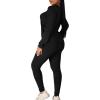imageKaximil Womens Workout Tracksuit 2 Piece Outfits Long Sleeve Top Legging Jogger Pants SetBlack