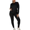imageKaximil Womens Workout Tracksuit 2 Piece Outfits Long Sleeve Top Legging Jogger Pants SetBlack