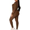 imageKaximil Womens Workout Tracksuit 2 Piece Outfits Long Sleeve Top Legging Jogger Pants SetCoffee