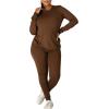 imageKaximil Womens Workout Tracksuit 2 Piece Outfits Long Sleeve Top Legging Jogger Pants SetCoffee