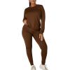 imageKaximil Womens Workout Tracksuit 2 Piece Outfits Long Sleeve Top Legging Jogger Pants SetCoffee