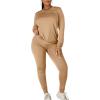 imageKaximil Womens Workout Tracksuit 2 Piece Outfits Long Sleeve Top Legging Jogger Pants SetKhaki