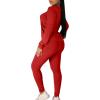 imageKaximil Womens Workout Tracksuit 2 Piece Outfits Long Sleeve Top Legging Jogger Pants SetRed
