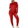 imageKaximil Womens Workout Tracksuit 2 Piece Outfits Long Sleeve Top Legging Jogger Pants SetRed