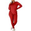 imageKaximil Womens Workout Tracksuit 2 Piece Outfits Long Sleeve Top Legging Jogger Pants SetRed